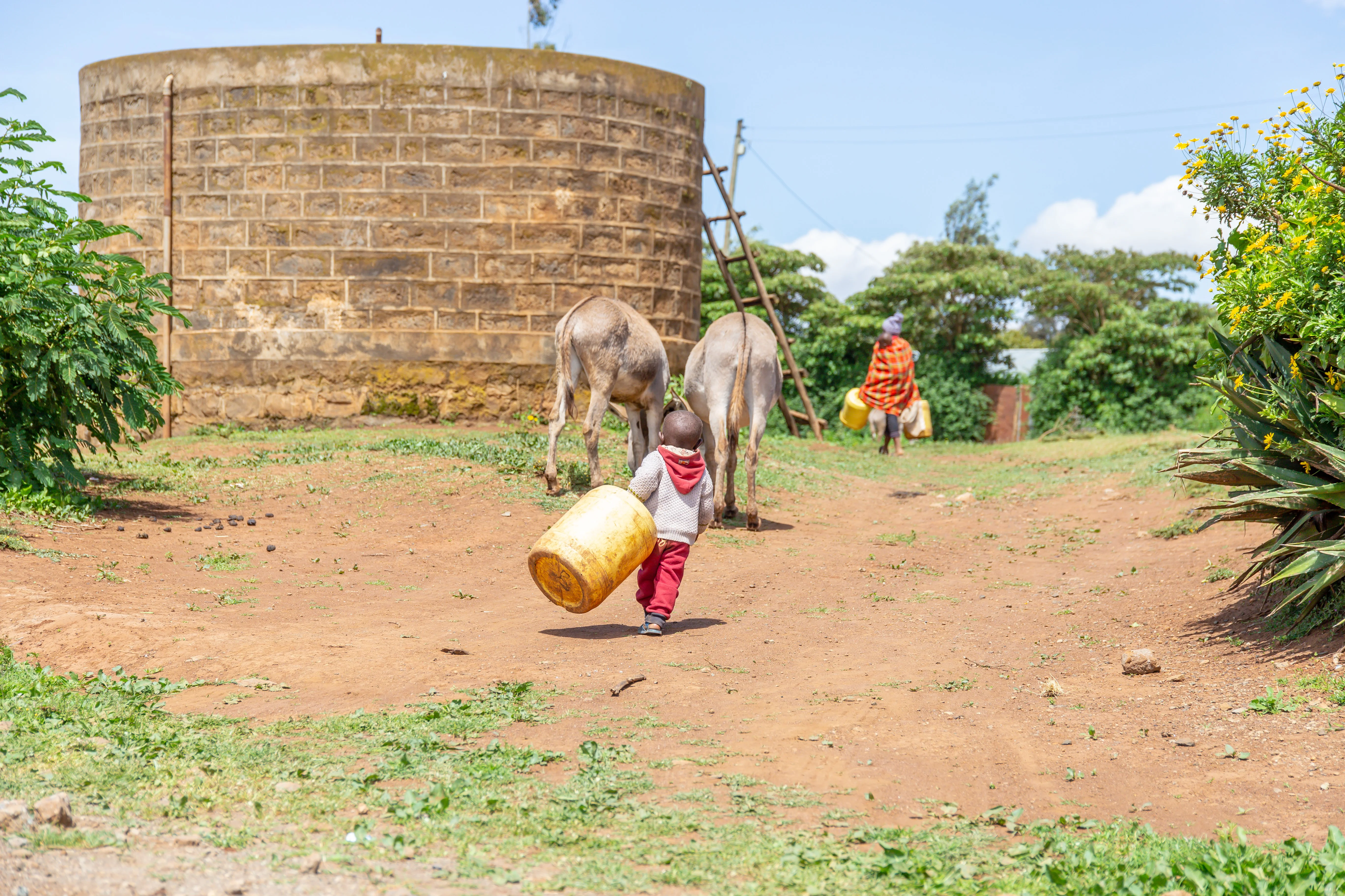 Rwamburi Water Project child walking for water